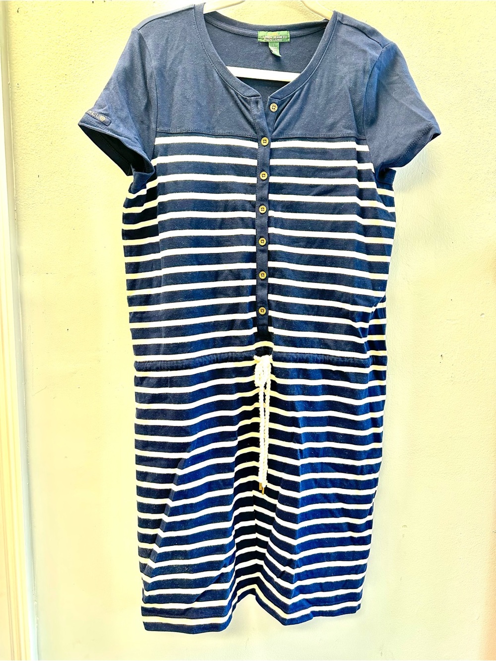Lauren Ralph Lauren Nautical Stripe Drawstring Dress Size Large - Picture 5 of 7